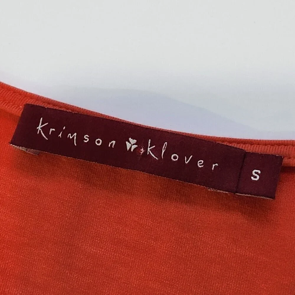 Krimson Klover Red Floral Paisley Tee Shirt Dress Small Short Sleeve Mini Cotton